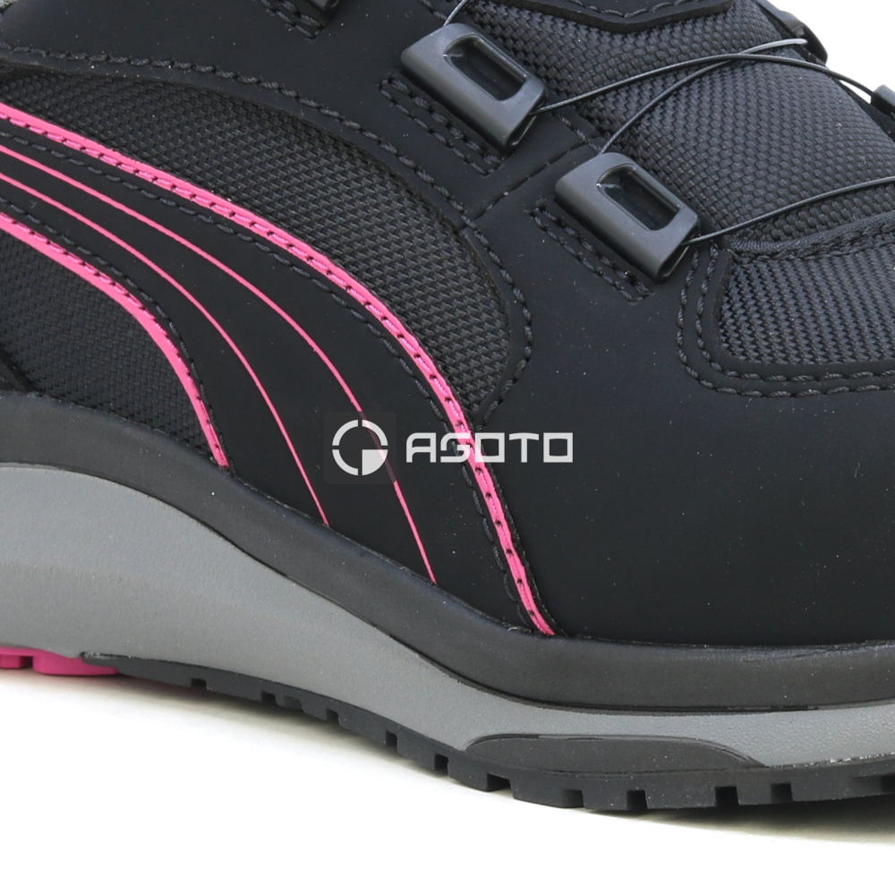 detail PUMA Aspire Disc Low S3 ESD dámska pracovná poltopánka čierna s rýchlouzťahovací