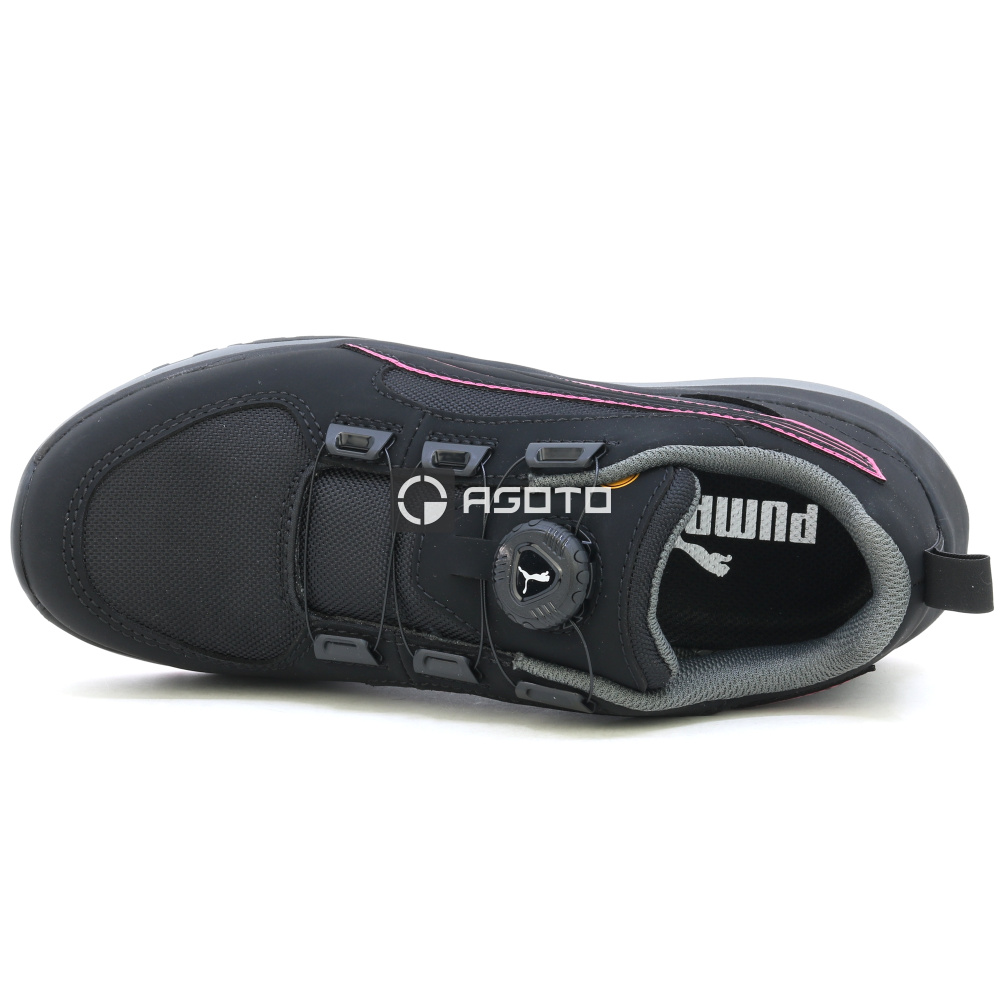 detail PUMA Aspire Disc Low S3 ESD dámska pracovná poltopánka čierna s rýchlouzťahovací