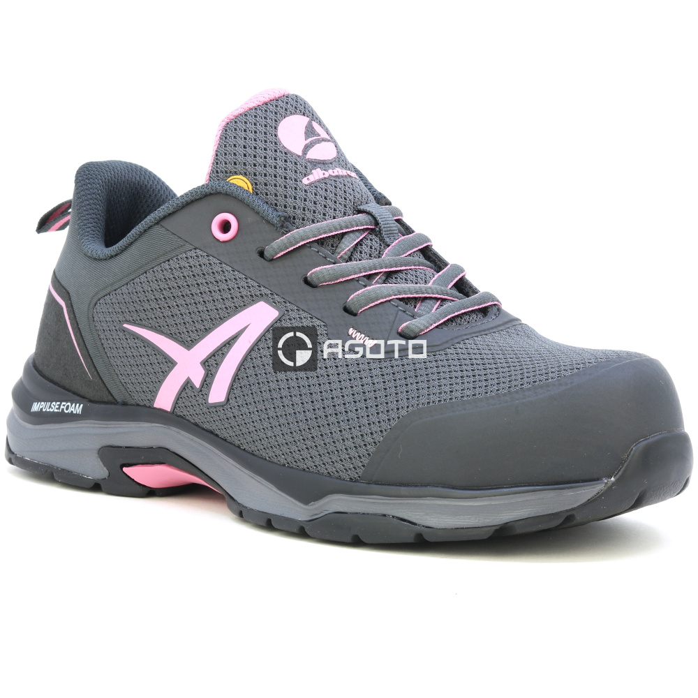 detail ALBATROS Twist Pink Low S1P ESD sivá dámska pracovná obuv, priedušná a pohodlná