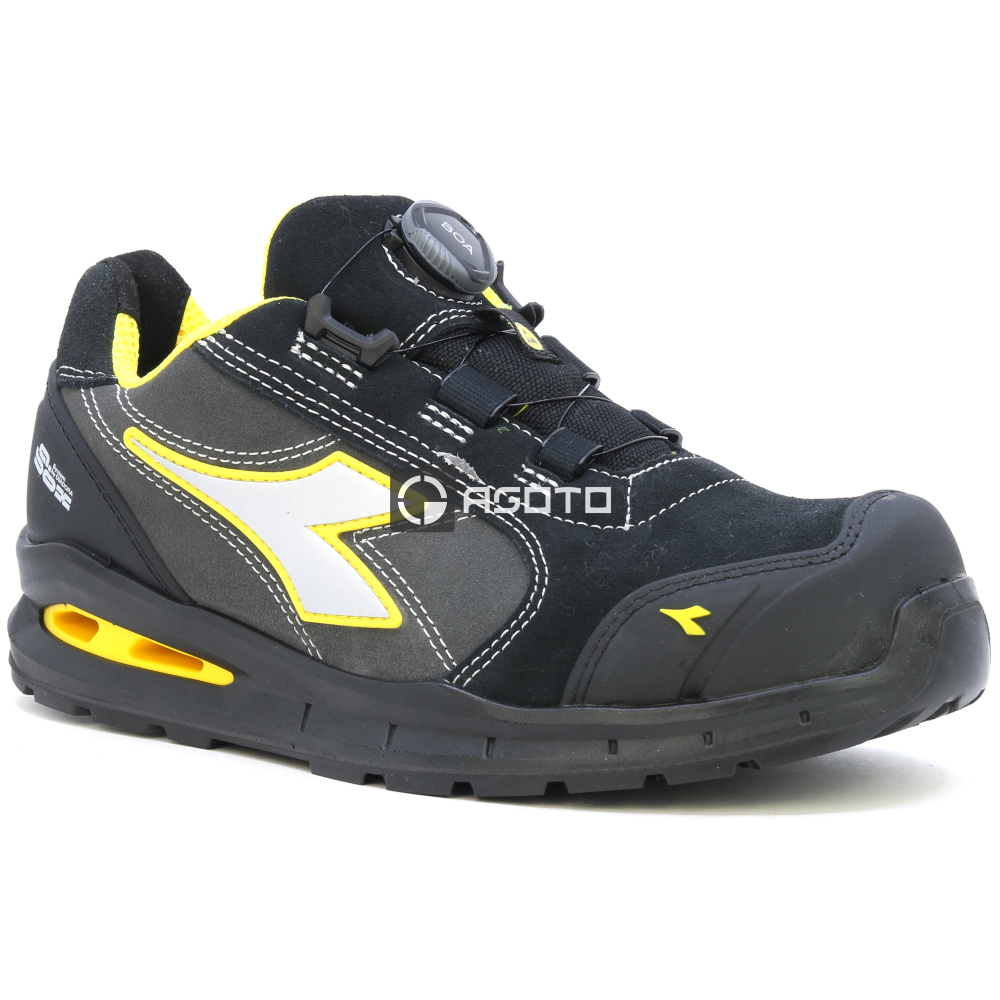 detail DIADORA Run Low S3S čierna pánska kožená pracovná obuv s BOA systémom rýchleho z