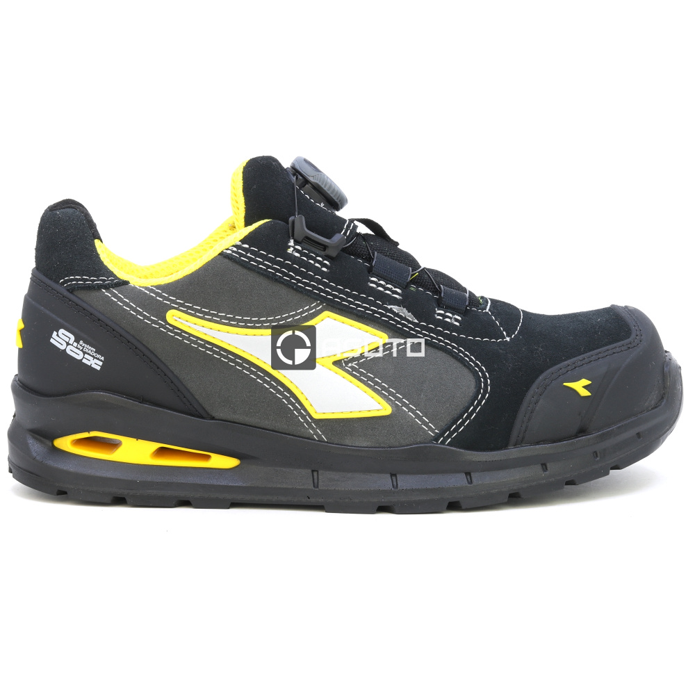 detail DIADORA Run Low S3S čierna pánska kožená pracovná obuv s BOA systémom rýchleho z