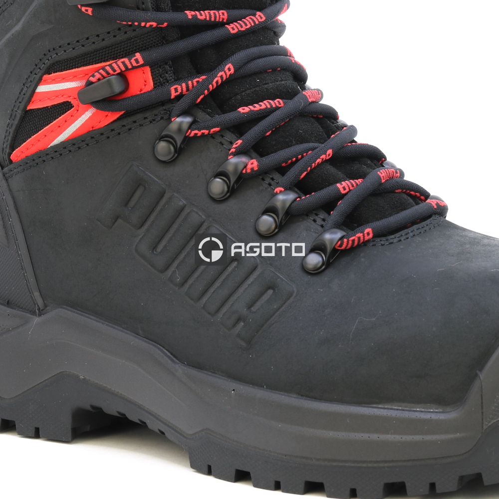 detail PUMA Iron HD BLK Mid S3 černá pánská pracovní obuv