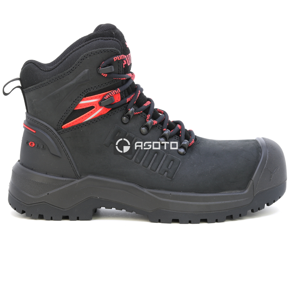 detail PUMA Iron HD BLK Mid S3 černá pánská pracovní obuv