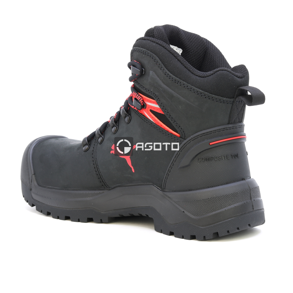 detail PUMA Iron HD BLK Mid S3 černá pánská pracovní obuv