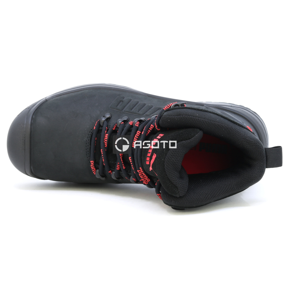detail PUMA Iron HD BLK Mid S3 černá pánská pracovní obuv