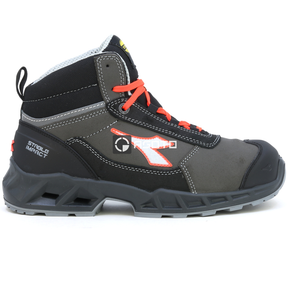 detail DIADORA Shark Leat Mid S3S ESD šedá pánská pracovní obuv