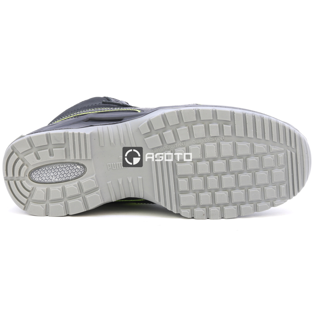 detail PUMA Krypton DISC MID S3 ESD čierna pánska kožená pracovná obuv s rýchloupínaním