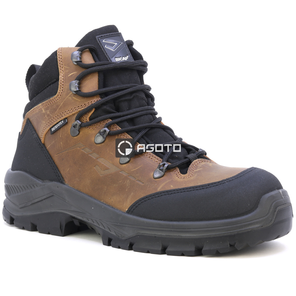 detail BICAP Argine Mid S7S hnedá pánska kožená pracovná obuv s membránou Respitex®