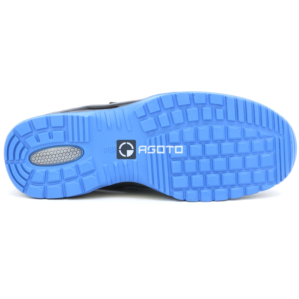 detail PUMA Neodyme S1P ESD blue čierny pánsky pracovný kožený sandál