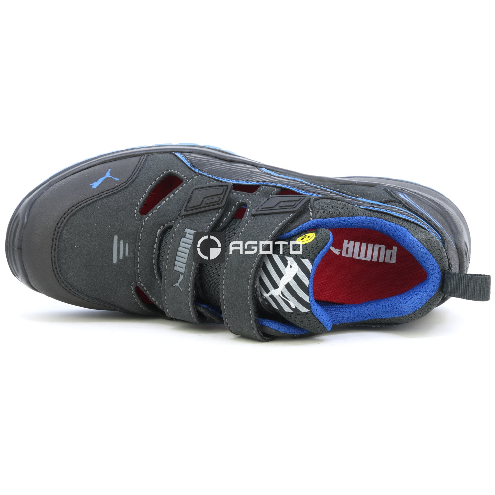 detail PUMA Neodyme S1P ESD blue čierny pánsky pracovný kožený sandál