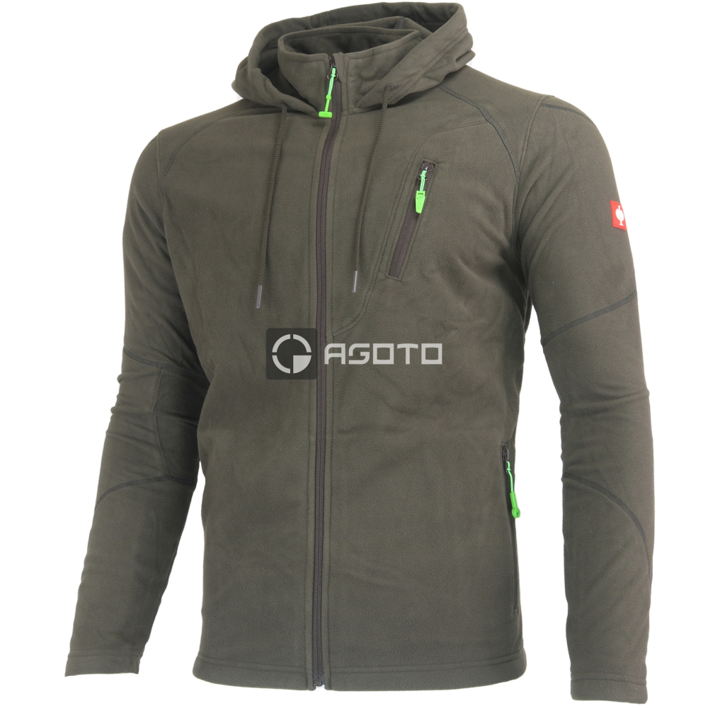 detail Engelbert Strauss Motion hnědá pánská fleece bunda s kapucí