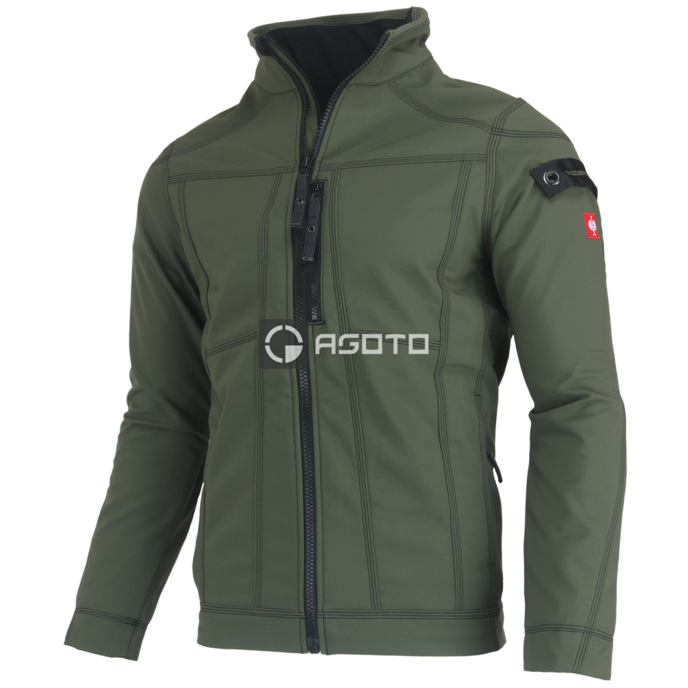 detail Engelbert Strauss olivová pánská pracovní softshell bunda e.s.roughtough
