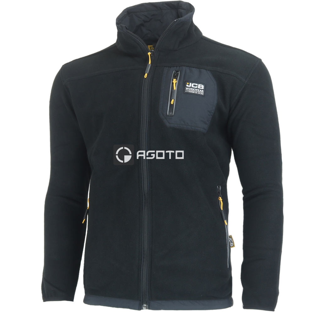 detail JCB Trade Full Zip Polar černá pánská fleece bunda