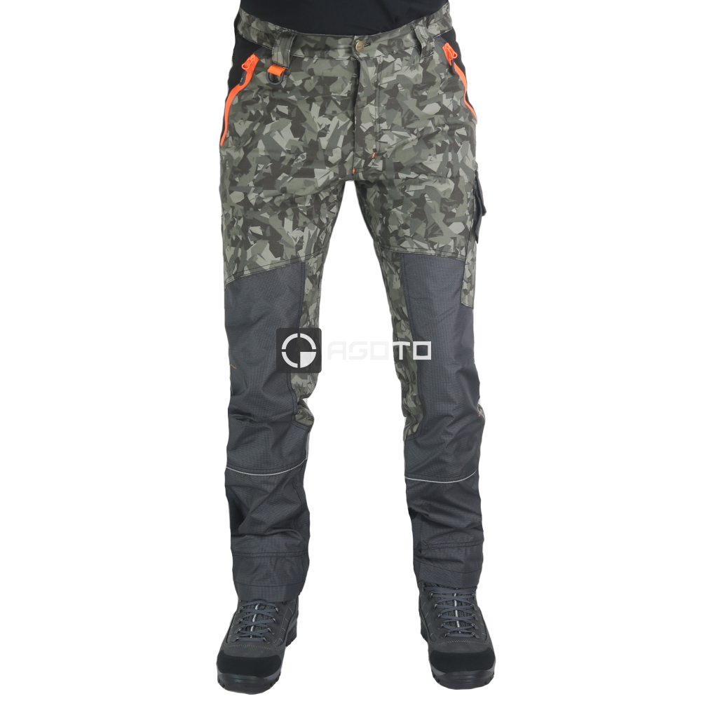 detail KAPRIOL Tenere Garden Camo Stretch zelené pánské maskáč pracovní kalhoty