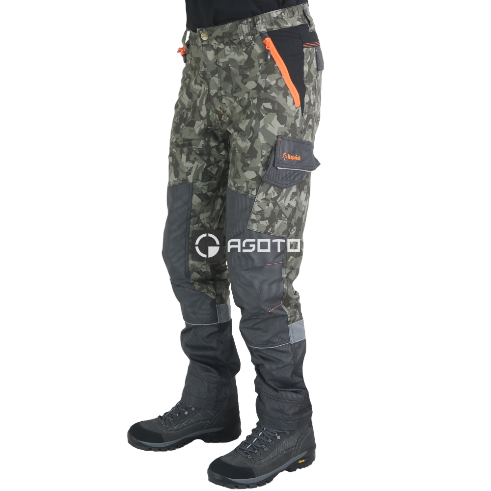 detail KAPRIOL Tenere Garden Camo Stretch zelené pánské maskáč pracovní kalhoty