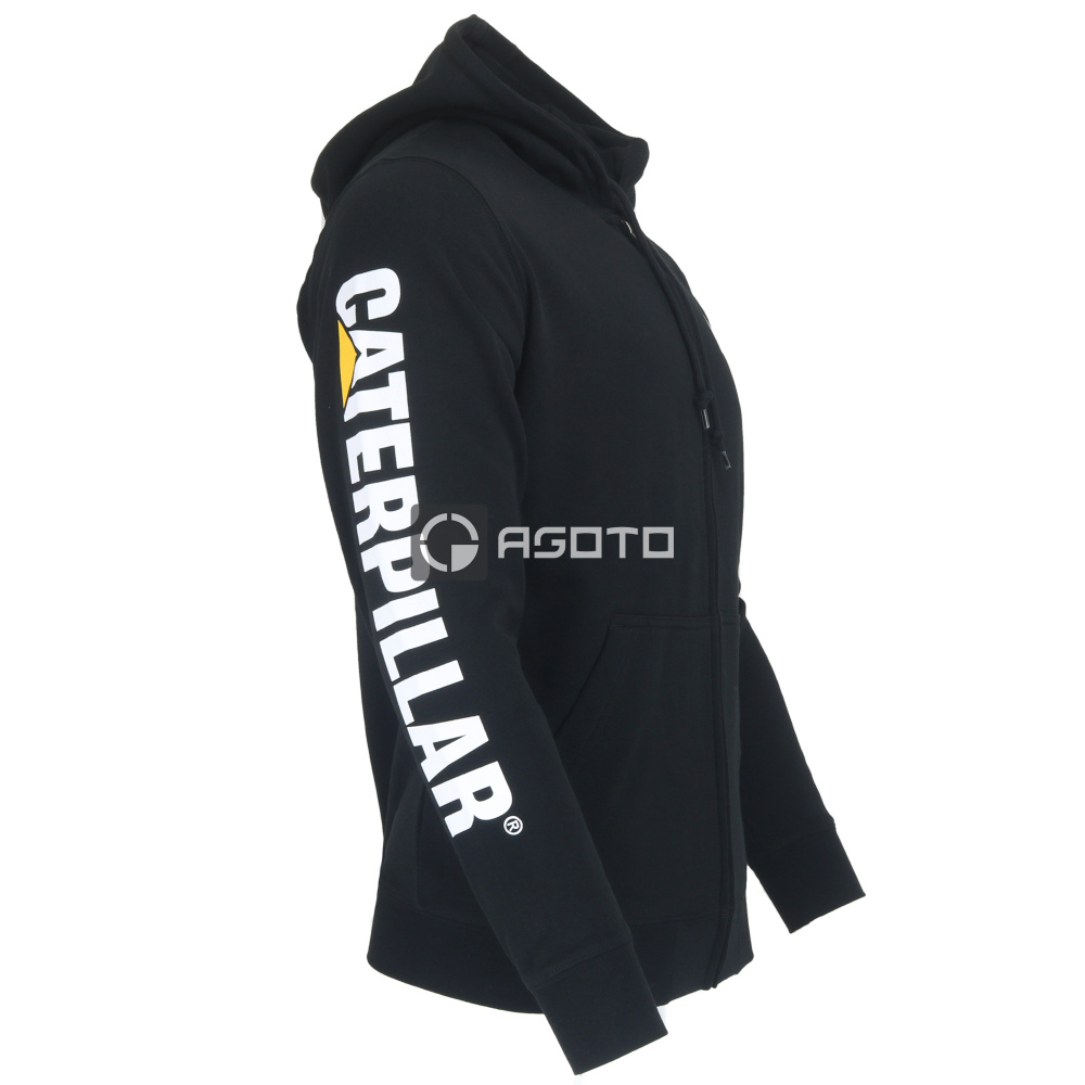 detail CATERPILLAR Midweight Banner Zip černá pánská mikina s kapucí celoroční