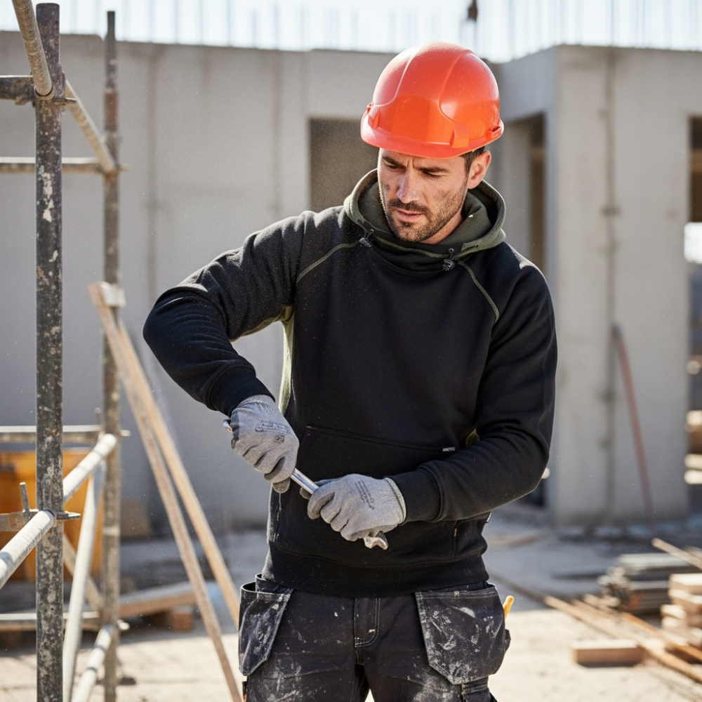 detail Asoto Vindel pánska mikina čierna celoročná pohodlná bavlnená