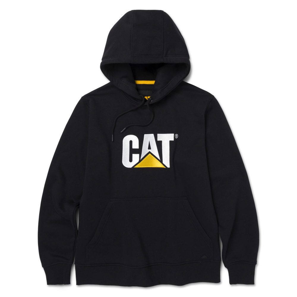 detail CATERPILLAR TM Hooded čierna pánska mikina s kapucňou a logom CAT