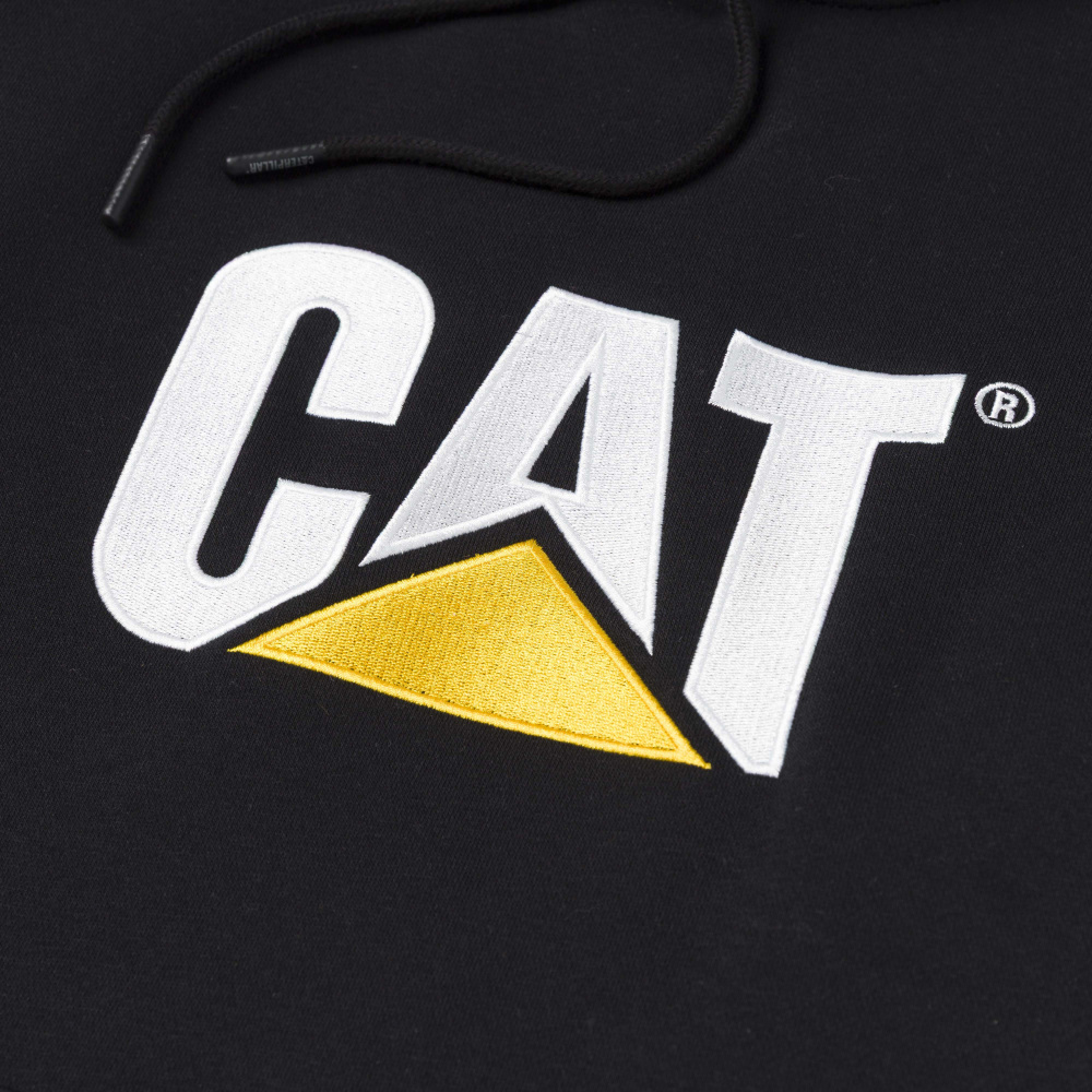 detail CATERPILLAR TM Hooded čierna pánska mikina s kapucňou a logom CAT