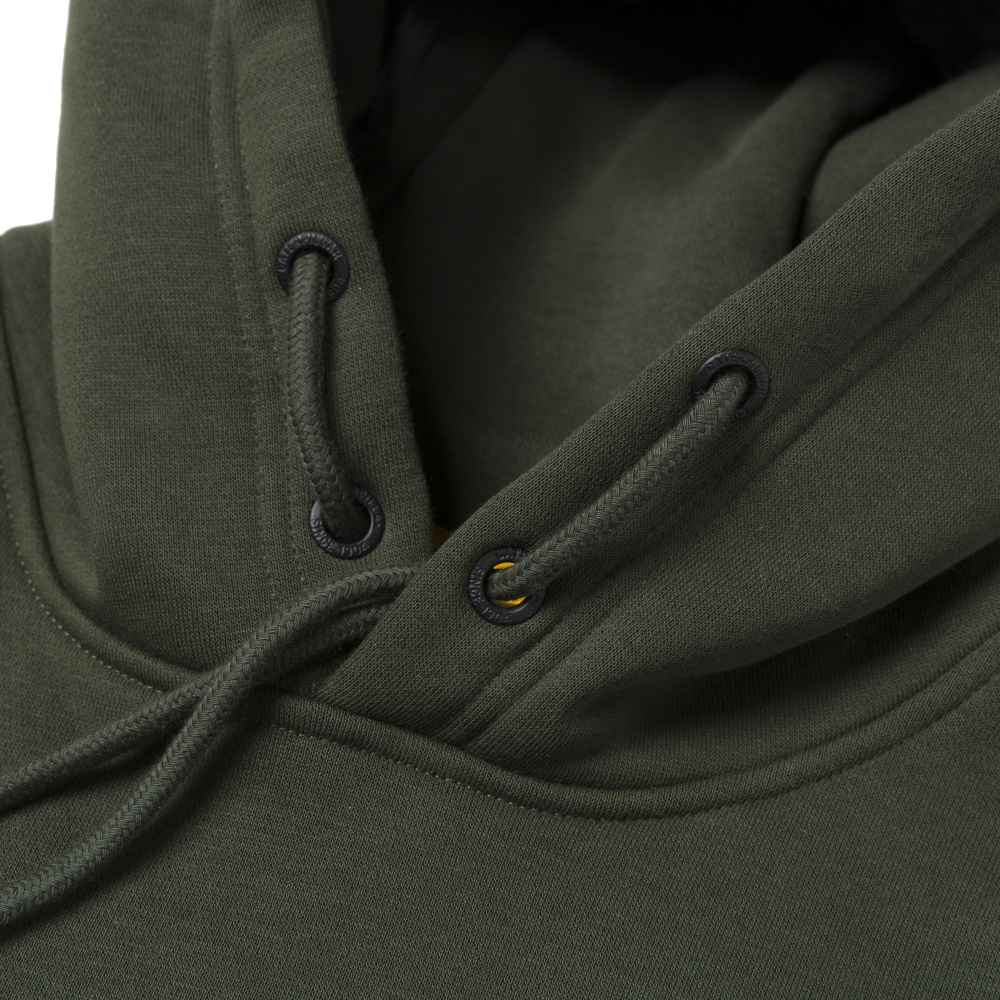 detail CATERPILLAR TM Hooded olivová pánska mikina s kapucňou a logom CAT