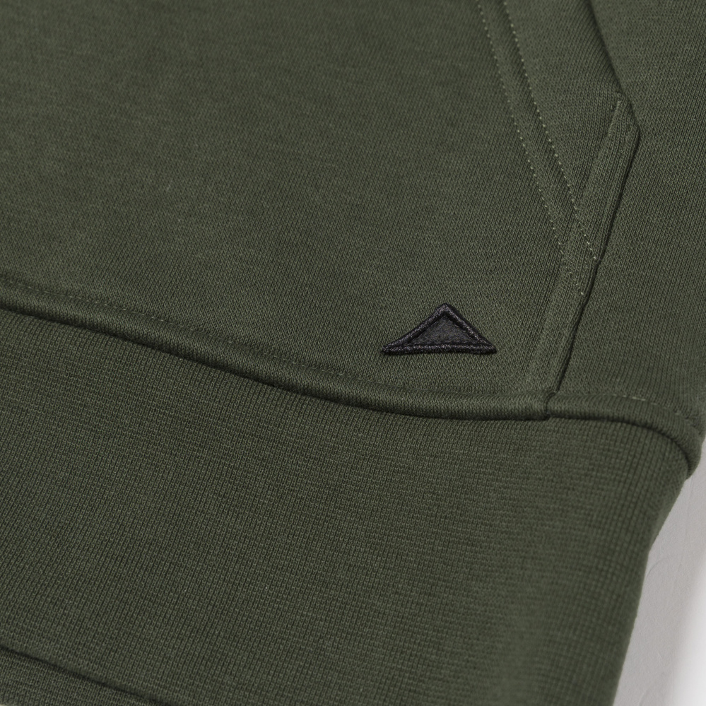detail CATERPILLAR TM Hooded olivová pánska mikina s kapucňou a logom CAT