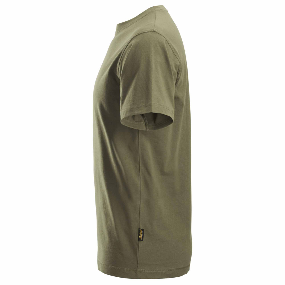 detail SNICKERS Classic olivové pánske tričko 100% bavlna, pohodlné a priedušné