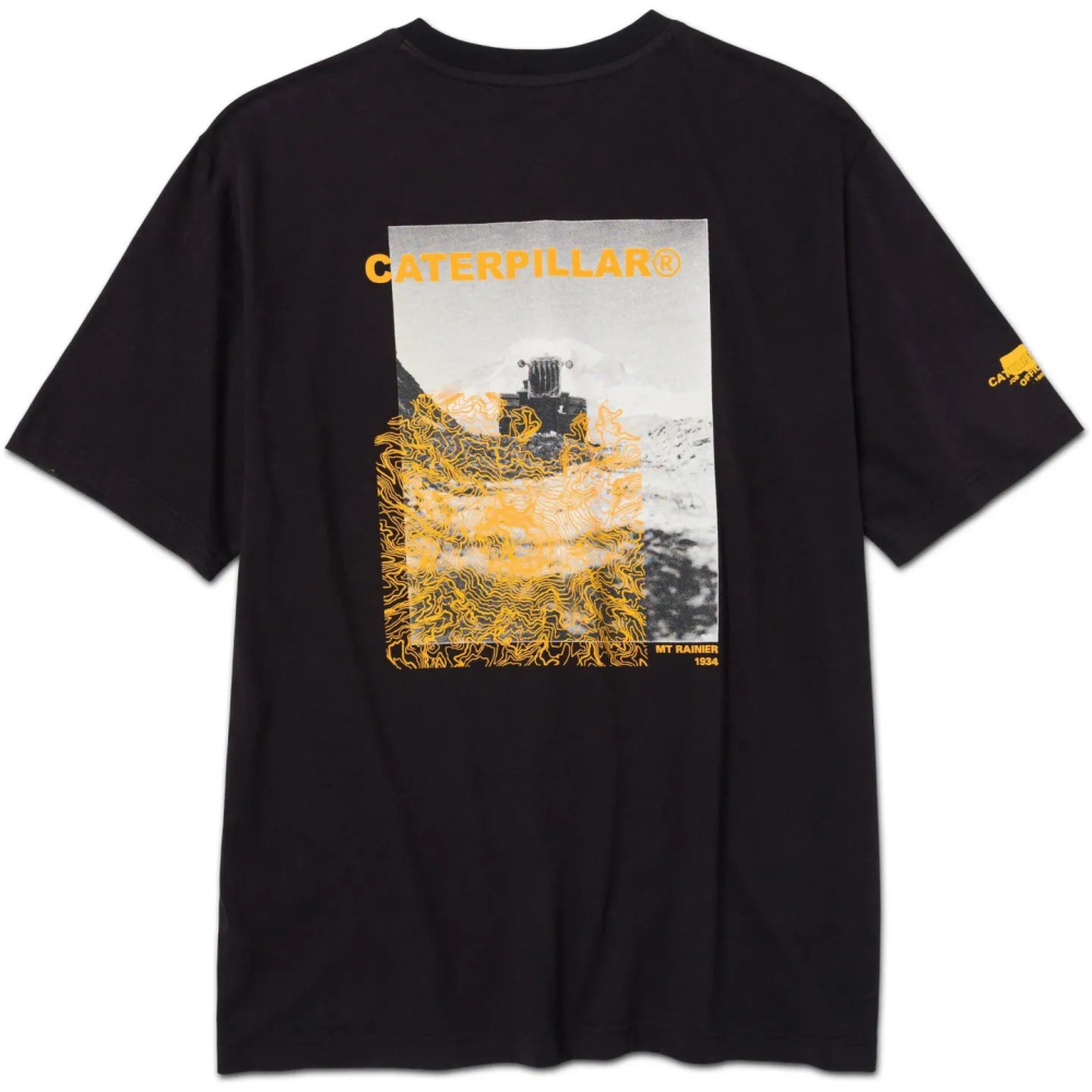 detail CATERPILLAR Graphic Tee čierne pánske tričko, 100 % bavlna, krásna potlač CAT