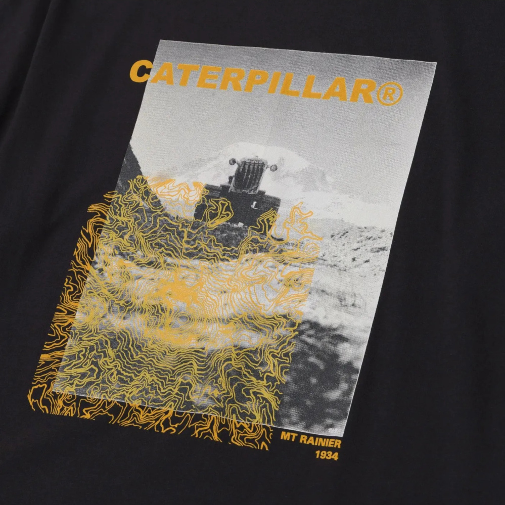 detail CATERPILLAR Graphic Tee čierne pánske tričko, 100 % bavlna, krásna potlač CAT