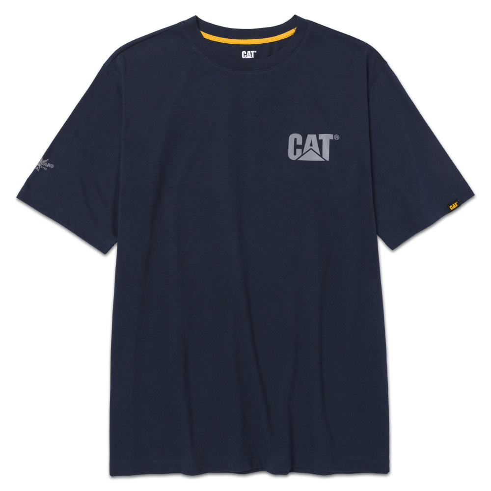 detail CATERPILLAR Graphic Tee sivé pánske tričko, pohodlné, moderné, krásna potlač CAT