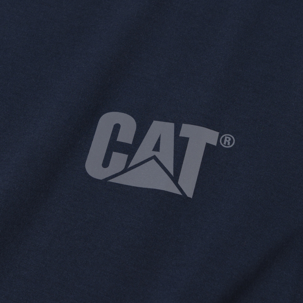 detail CATERPILLAR Graphic Tee sivé pánske tričko, pohodlné, moderné, krásna potlač CAT
