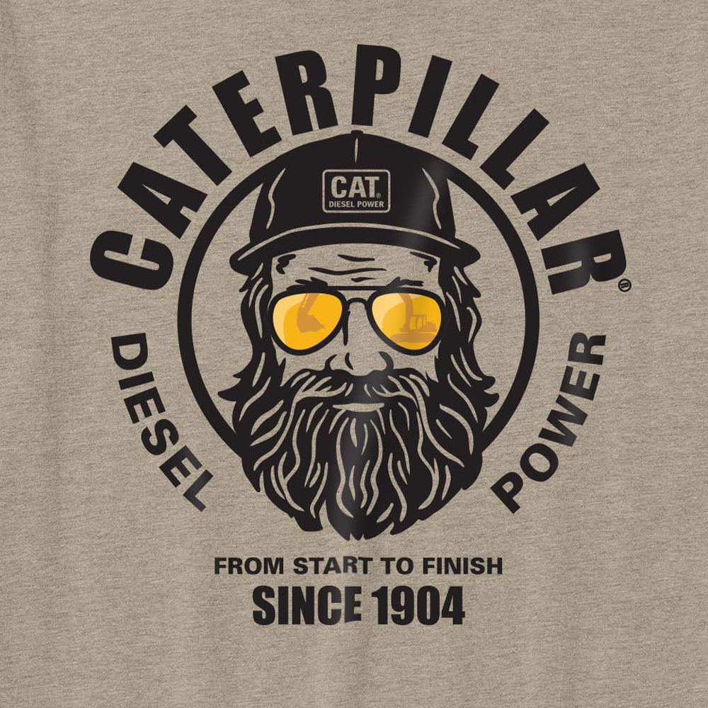 detail CATERPILLAR Graphic Men sivé pánske tričko, pohodlné, moderné, krásna potlač CAT