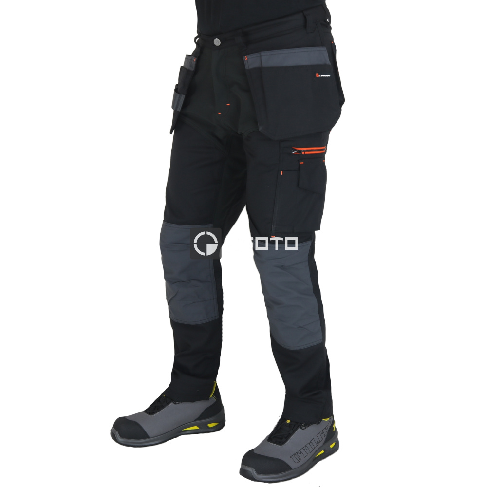 detail LBRADOR SWEDEN 1095PB černé pánské prémiové pracovní kalhoty Slim Fit