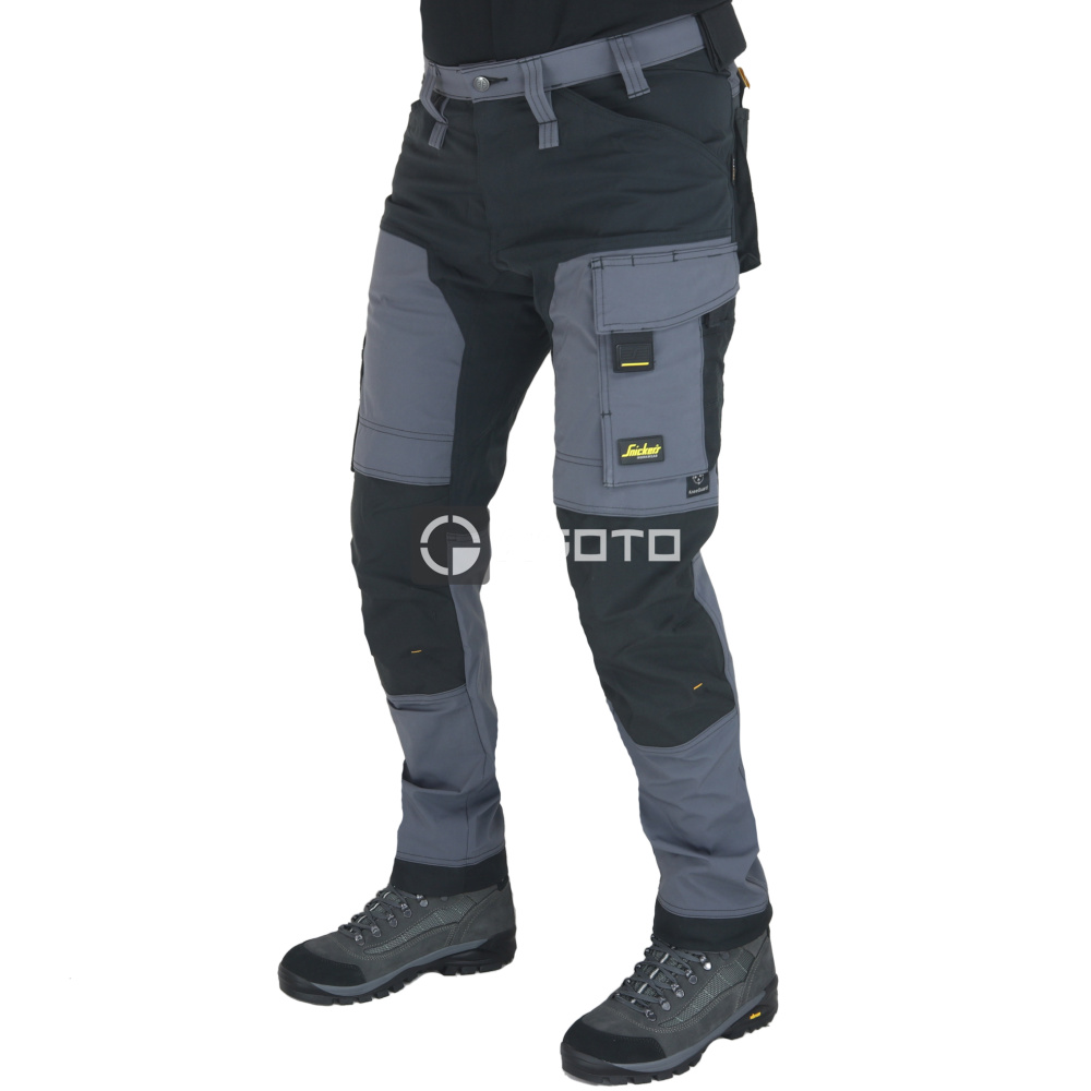 detail SNICKERS AllroundWork Full Stretch 4 Way Softshell šedé pánské pracovní kalhoty