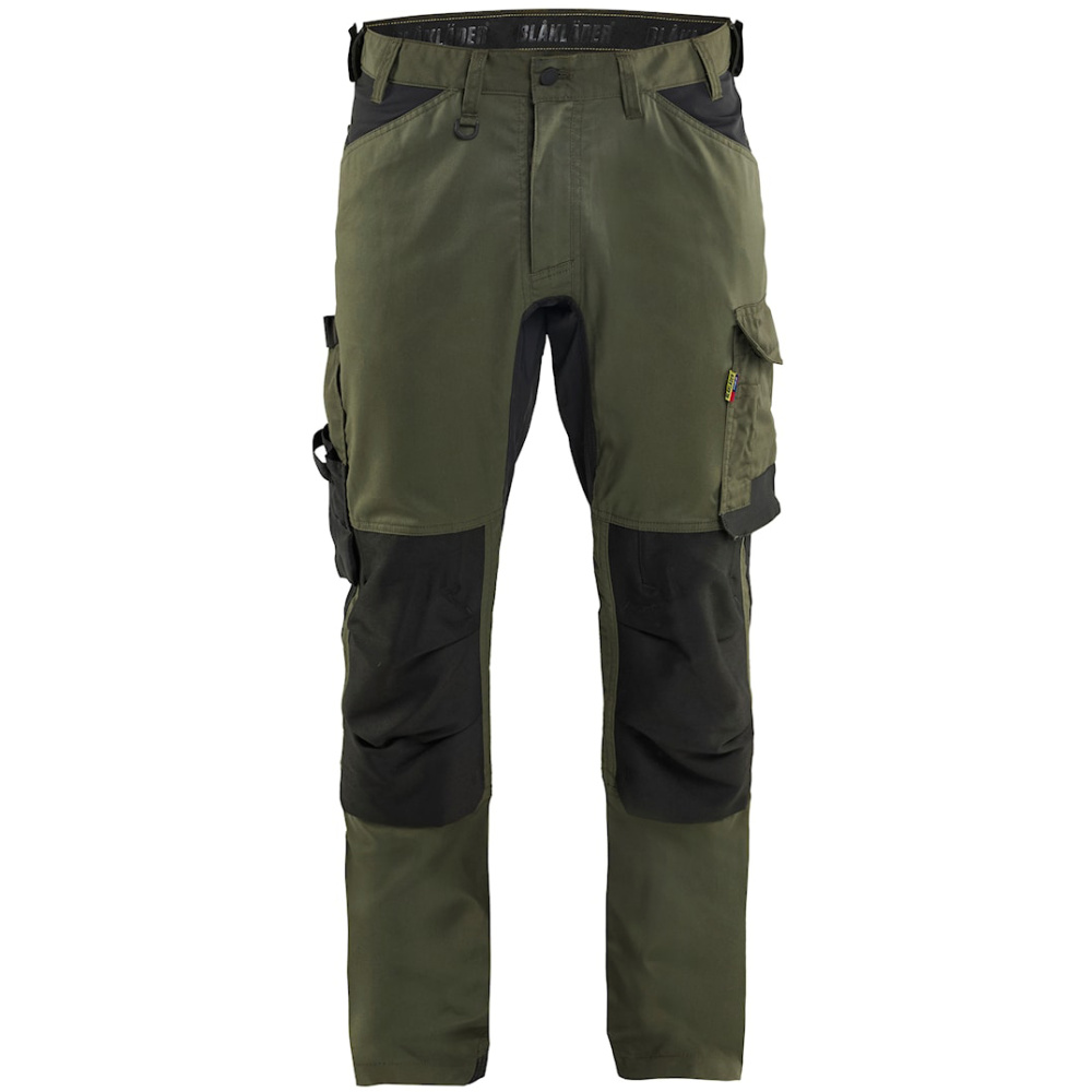 detail BLAKLADER Sweden Craftsman Stretch olivové pánské pracovní kalhoty