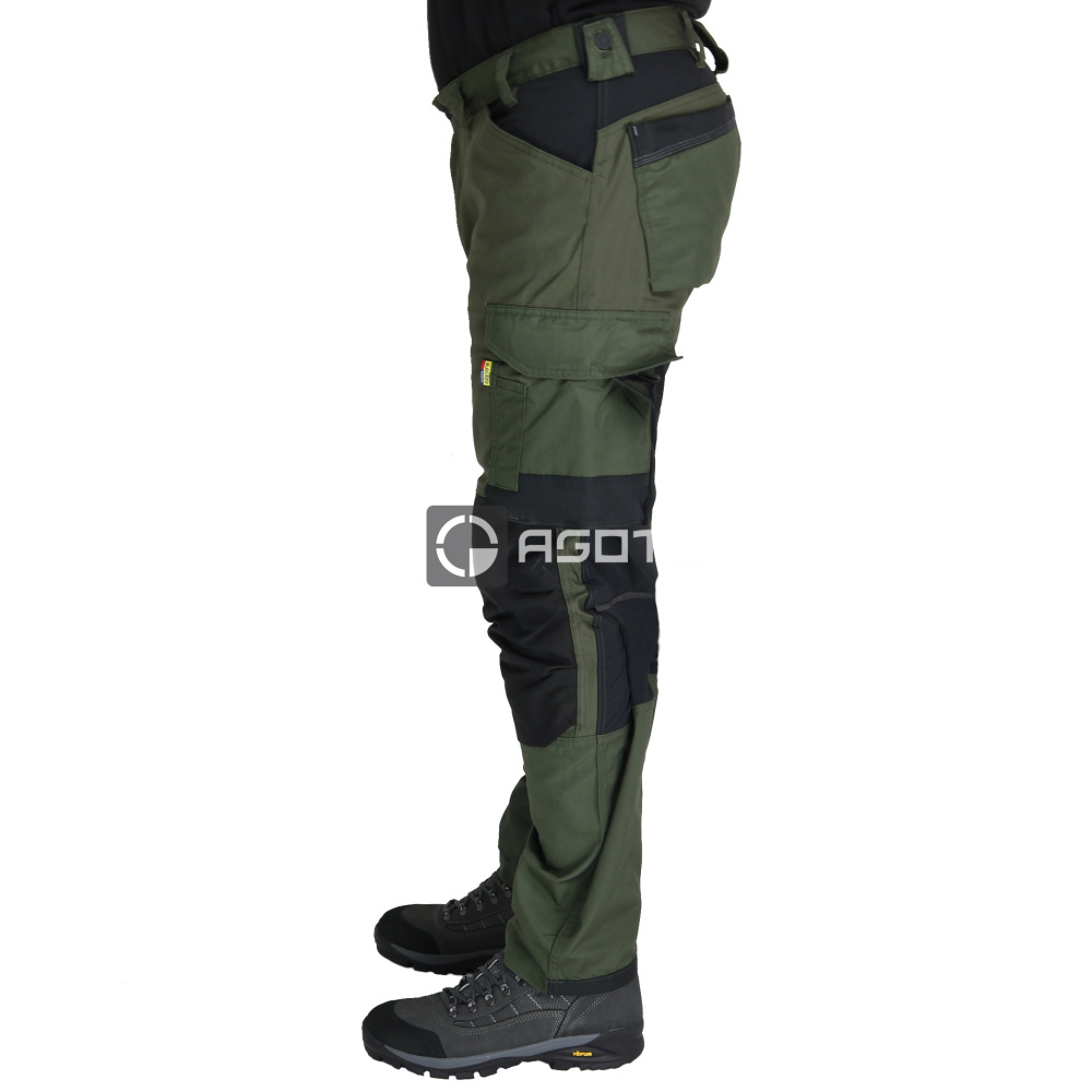 detail BLAKLADER Sweden Craftsman Stretch olivové pánské pracovní kalhoty