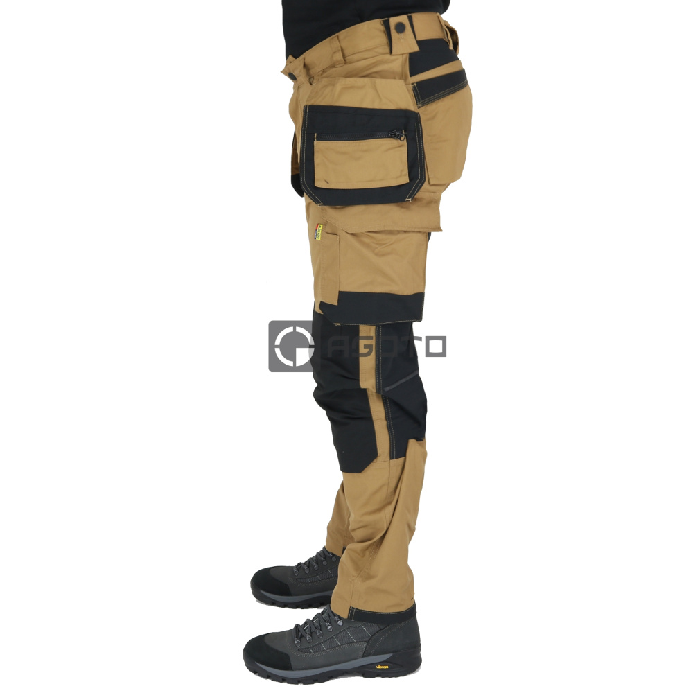 detail BLAKLADER Craftsman Stretch pánske pracovné nohavice premium, pohodlné, nugátove