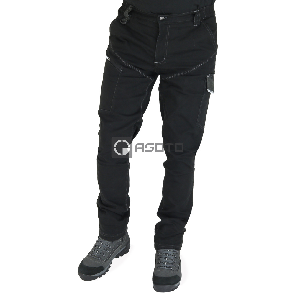 detail SIR Cool Touch čierne pánske profesionálne pracovné nohavice, mäkký twill, extra