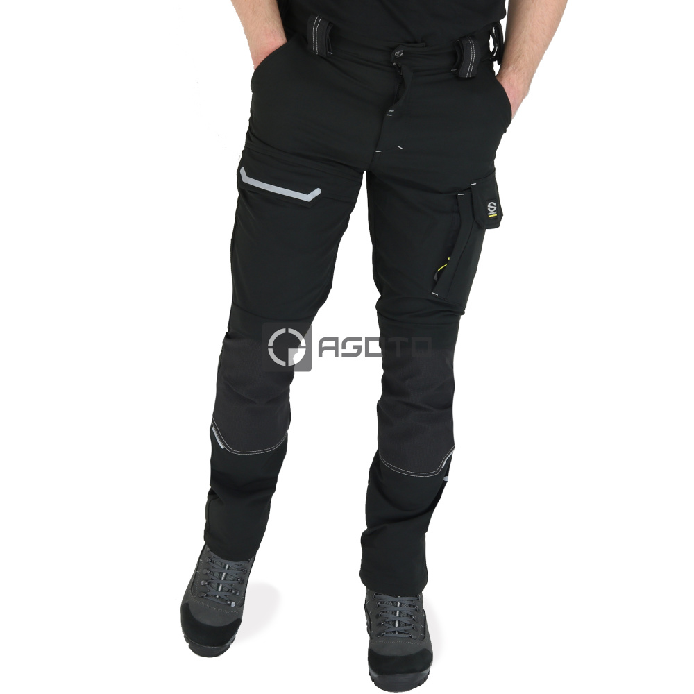 detail SIR Palladium Cargo čierne pánske profesionálne pružné pracovné nohavice, extra