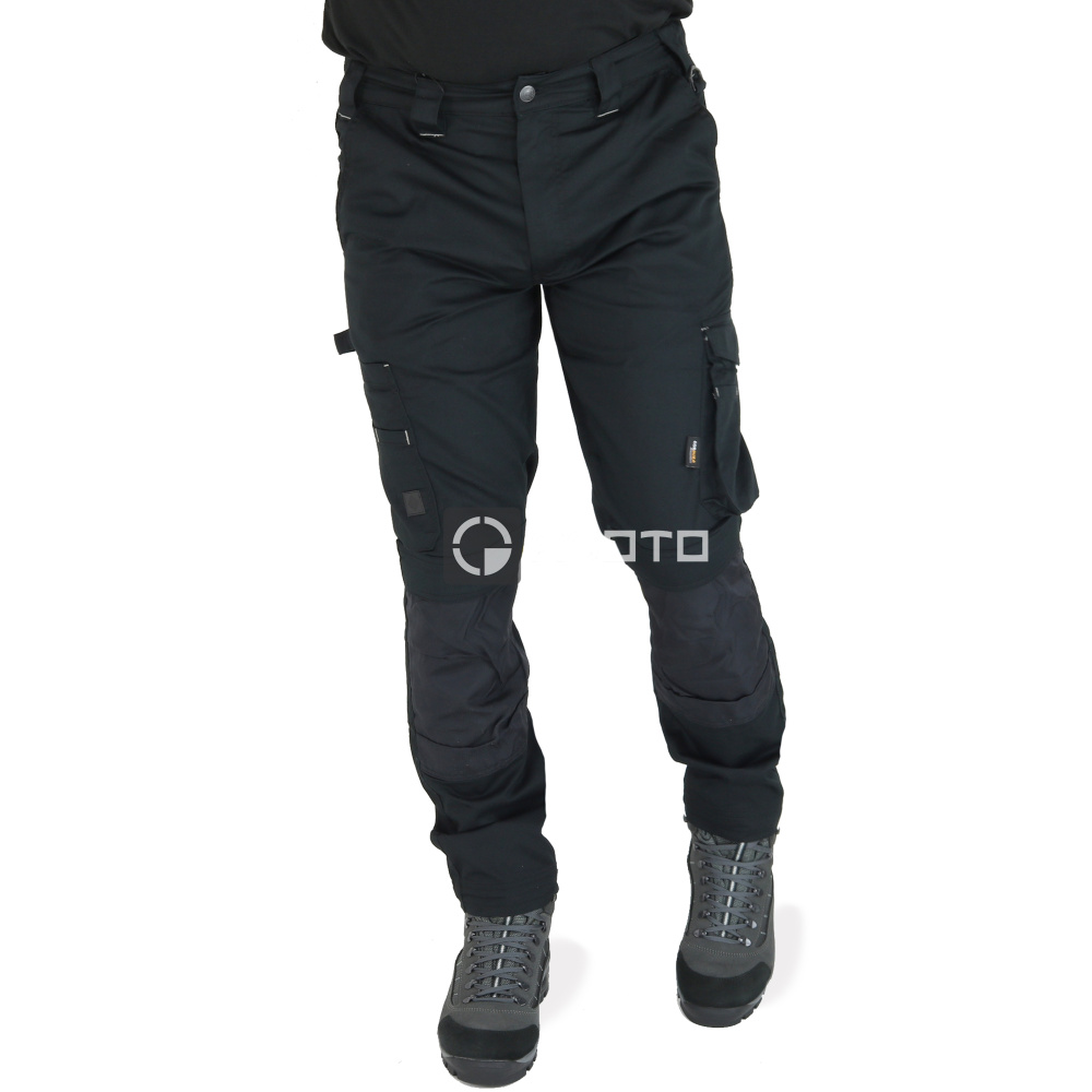 detail TOWORKFOR Cargo čierne pánske ľahké pracovné nohavice, Cordura® zosilnenie