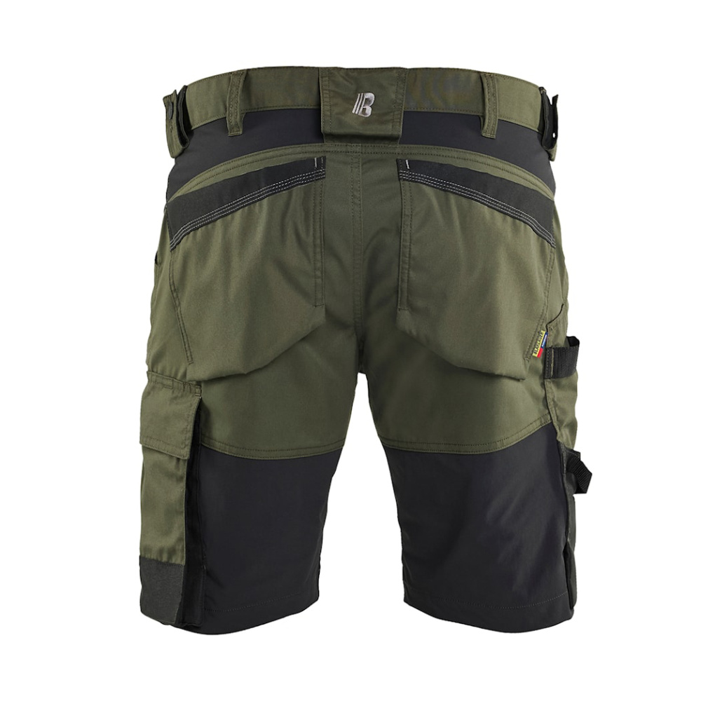 detail BLAKLADER Sweden Stretch olivové pánské profi kraťasy