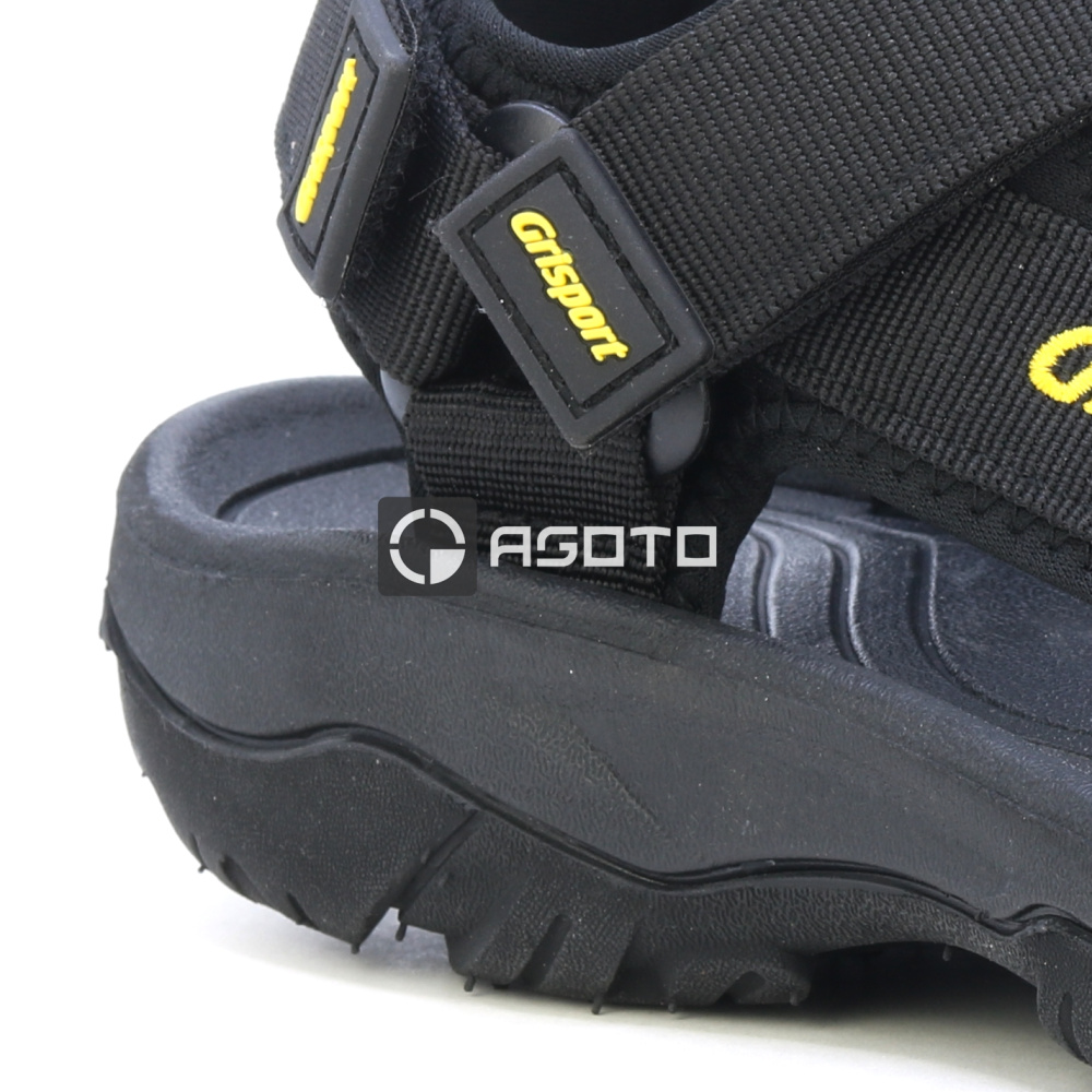 detail GRISPORT Sasso 60 čierne pánske outdoorové sandále, odolné v teréne a mimoriadne