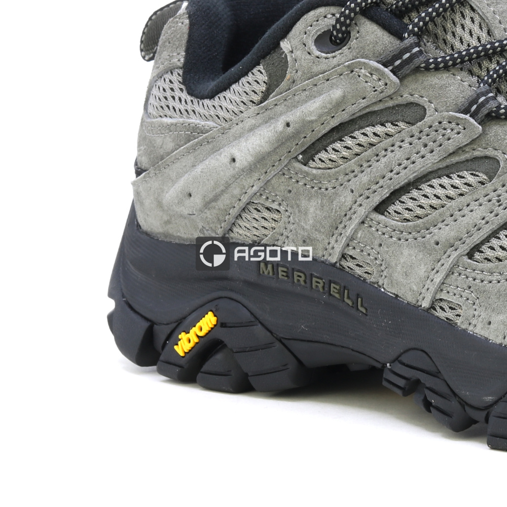 detail MERRELL MOAB 3 M Talus/Black sivá pánska kožená outdoorová obuv, pohodlná