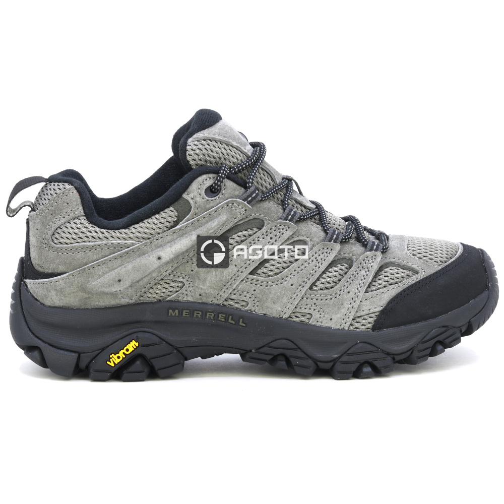 detail MERRELL MOAB 3 M Talus/Black sivá pánska kožená outdoorová obuv, pohodlná
