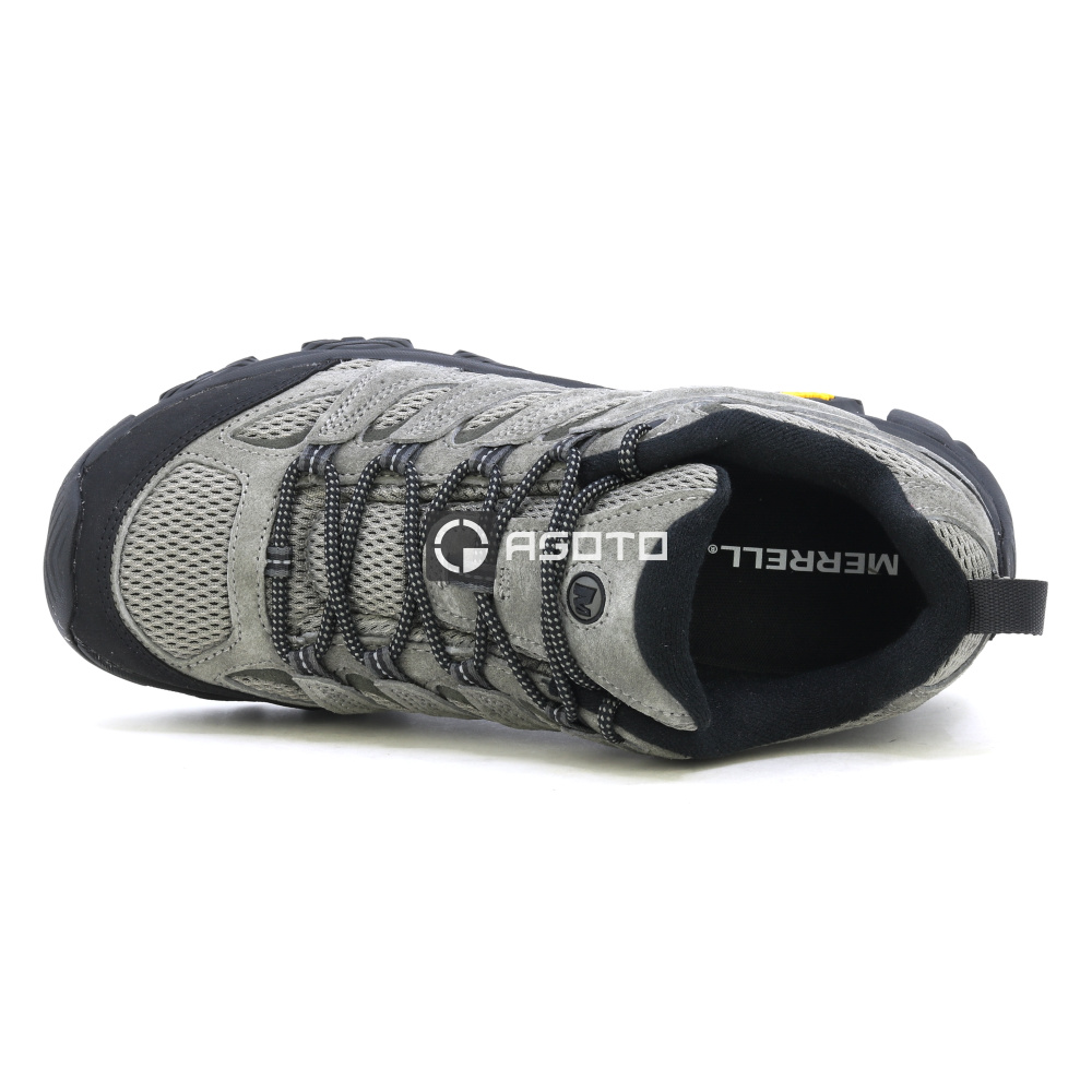 detail MERRELL MOAB 3 M Talus/Black sivá pánska kožená outdoorová obuv, pohodlná