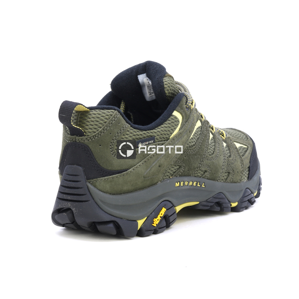 detail MERRELL Moab 3 GTX olivová pánska kožená outdoorová obuv, Gore-Tex® membrána