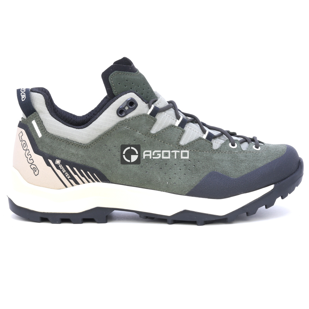 detail LOWA Explorer GTX zelená pánska kožená outdoorová obuv s membránou GORE-TEX