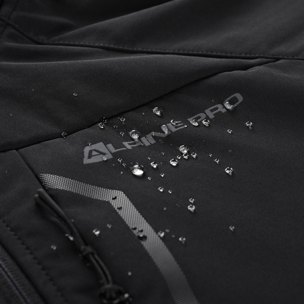 detail ALPINE PRO Hoor černá pánská softshell bunda DWR 8000 mm