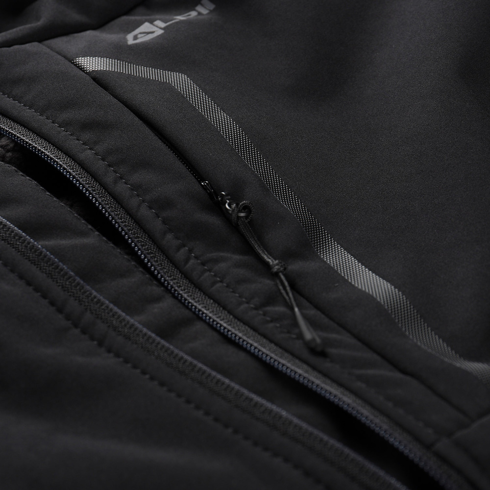 detail ALPINE PRO Hoor černá pánská softshell bunda DWR 8000 mm
