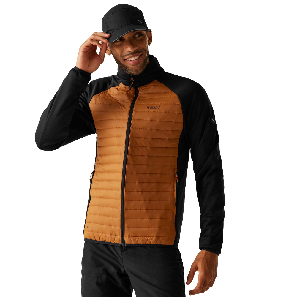 detail REGATTA Clumber Hybrid hnedá pánska outdoorová bunda na celoročné využitie