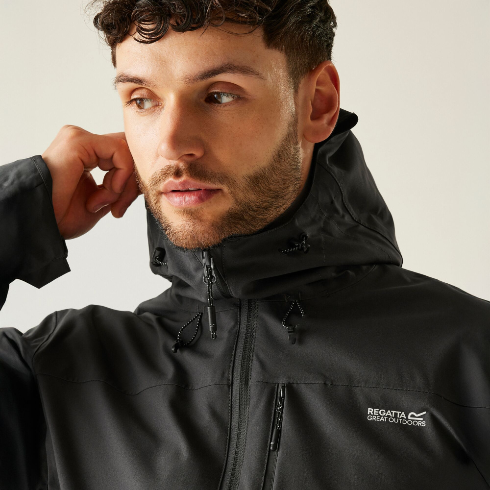 detail REGATTA Birchdale II sivá pánska outdoorová bunda s membránou Isotex, vodný stĺp